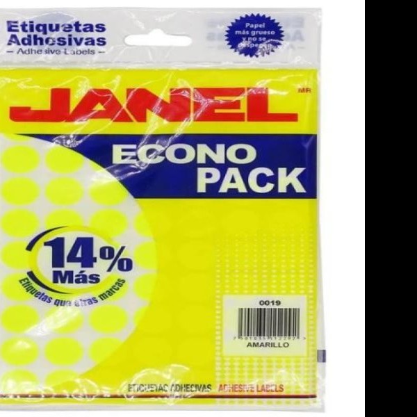 ETIQUETA ADH. FLUOR. JANEL 00X19 PLATA PAQ.C8H. E.30